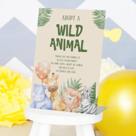 Signe De Table Adopter un safari pour enfants d'animaux Anniversa