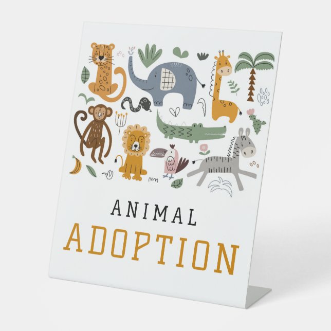 Signe De Table Adoption animale Deux animaux sauvages Anniversair (Recto)