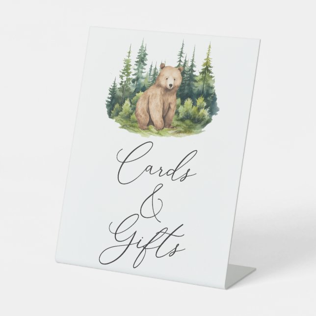 Signe De Table Adventure Await Woodland Baby showers Cartes & Cad (Recto)