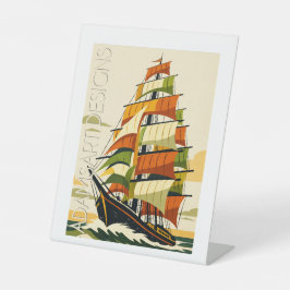 Signe De Table Adventurous Art Deco Sailing Ship