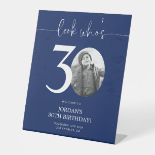 Signe De Table Affiche de bienvenue Blue 30th Birthday Regardez