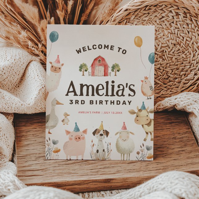 Signe De Table Affiche de bienvenue d'anniversaire de la ferme mi (Créateur téléchargé)
