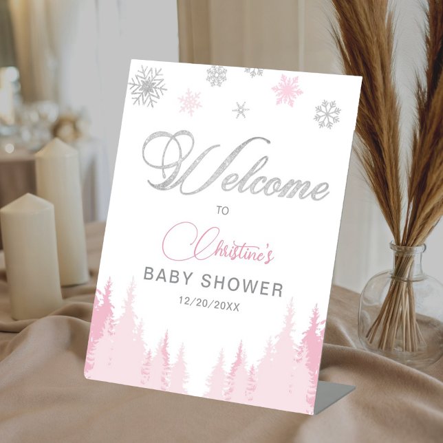 Signe De Table Affiche de bienvenue du Baby shower d'hiver Little (Créateur téléchargé)