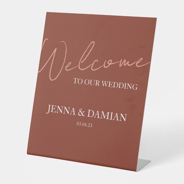 Signe De Table Affiche de bienvenue Mariage en terre cuite (Recto)