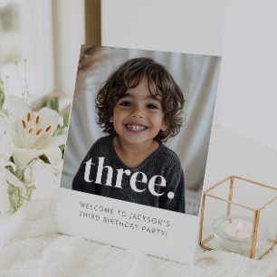 Signe De Table Affiche de bienvenue photo 3e anniversaire