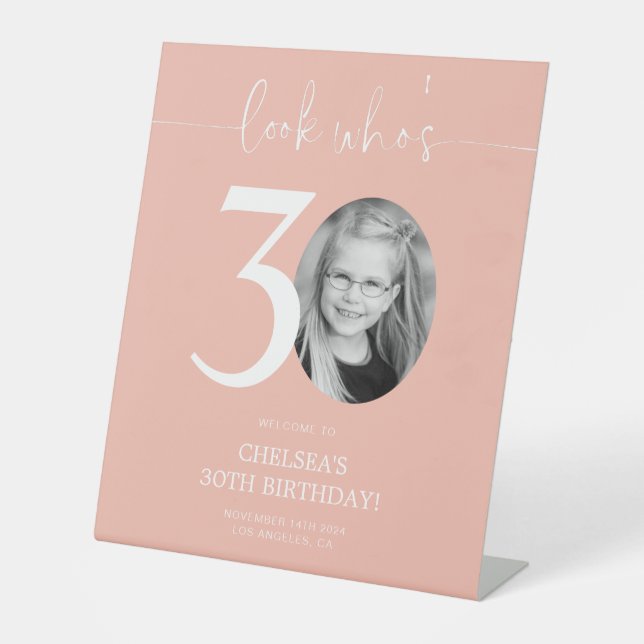Signe De Table Affiche de bienvenue rose 30e anniversaire | Regar (Recto)