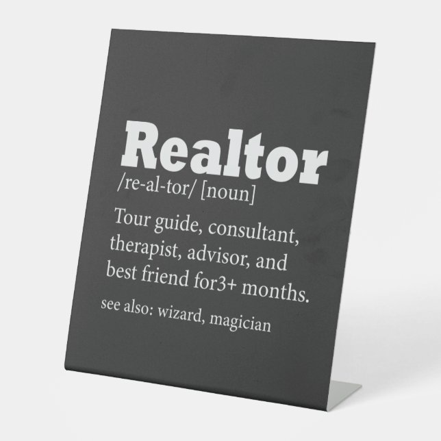 Signe De Table Agent immobilier Realtor Funny (Recto)