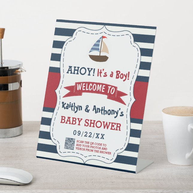 Signe De Table Ahoy C'est un garçon ! Baby shower nautique (In SItu)