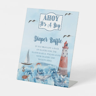 Signe De Table Ahoy C'est un petit Baby shower Déchets Raffle