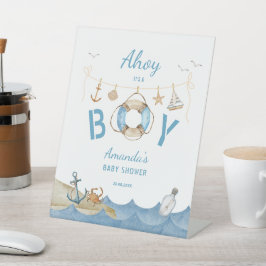 Signe De Table Ahoy nautique C'est un Baby shower garçon