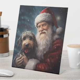 Signe De Table Airedale avec Noël Festif du Père Noël