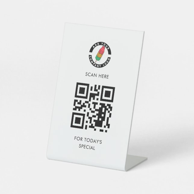 Signe De Table Ajouter Logo et QR Code Special Menu Business (Recto)