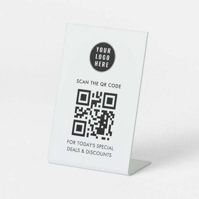 Signe De Table Ajouter un logo d'entreprise et un code QR simple (Recto)