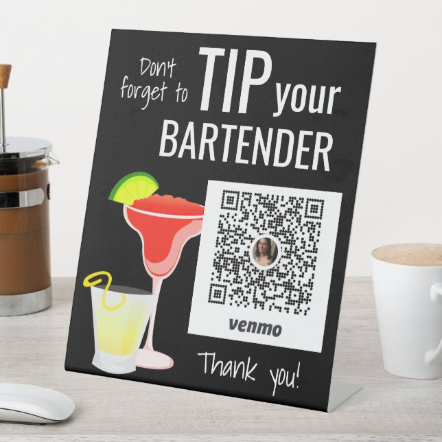 Signe De Table Ajouter Venmo QR au pourboire Votre barman (In SItu)