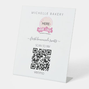 Signe De Table Ajouter votre logo Boulangerie rose pâle Paiement 