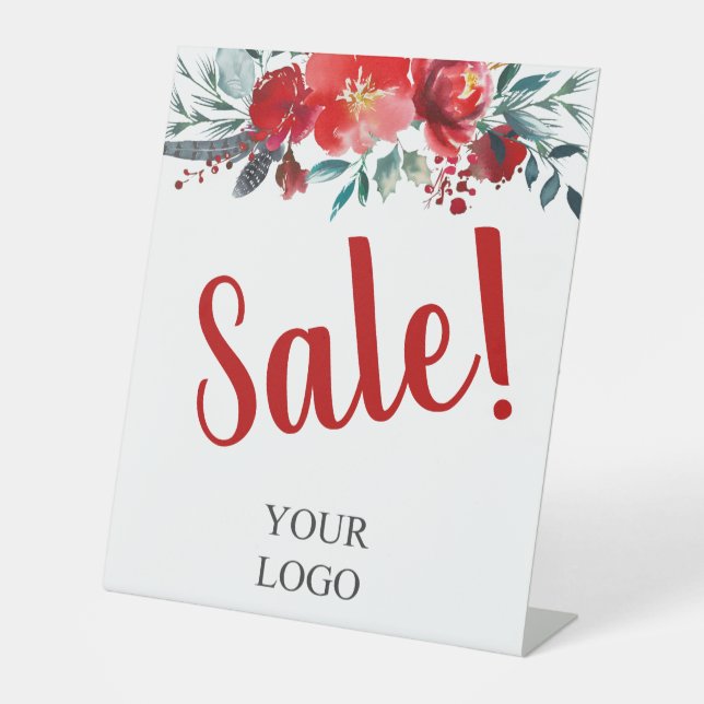 Signe De Table Ajouter Votre Logo Entreprise Florale Rouge (Recto)