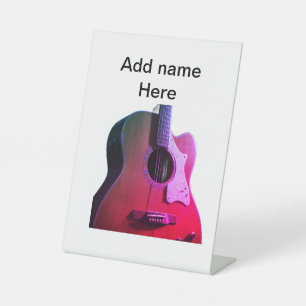 Signe De Table Ajouter votre nom texte brun acoustique guitare éd