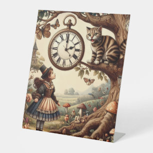 Signe De Table Alice et Chat du Cheshire : Fantaisie merveilleuse