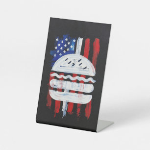 Signe De Table America Burger (Peinture noire n°1)