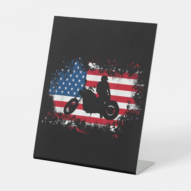 Signe De Table American US Flag Motorcycle Funny Sport Lover (Recto)