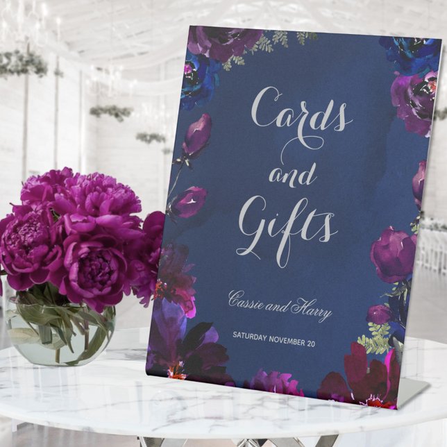 Signe De Table Amethyst Sapphire Navy Jewel Tone Cartes & Cadeaux (Créateur téléchargé)