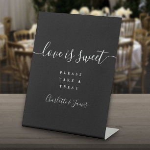 Signe De Table Amour doux faveur de script moderne noir et blanc