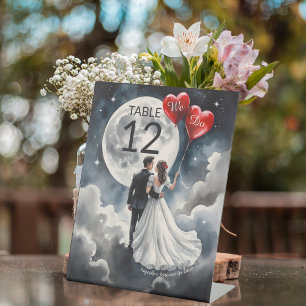 Signe De Table Amour romantique sur un nuage Mariage de conte de 