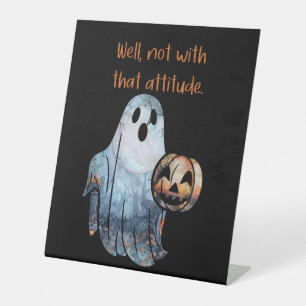Signe De Table Amusant Citrouille fantôme Halloween attitude