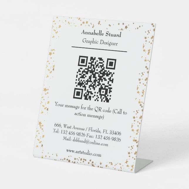 Signe De Table Analyse étincelante du code QR vers l'entreprise (Recto)