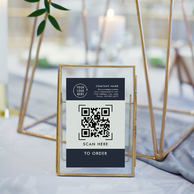 Signe De Table Analyser le code QR pour commander | Logo professi (Créateur téléchargé)