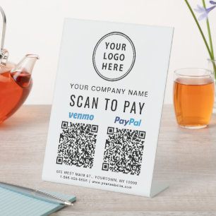 Signe De Table Analyser le logo pour payer Paypal Venmo QR Codes