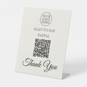 Signe De Table Analyser le logo vintage pour payer le code QR