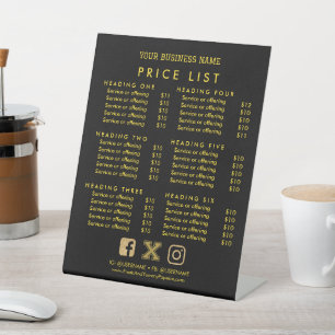Signe De Table Analyser les tarifs des services d'affaires pour p