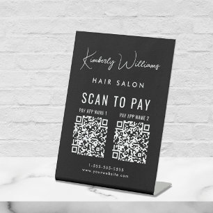 Signe De Table Analyser pour payer 2 codes QR Script de signature