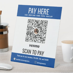 Signe De Table Analyser pour payer Ajouter Business QR Code Venmo