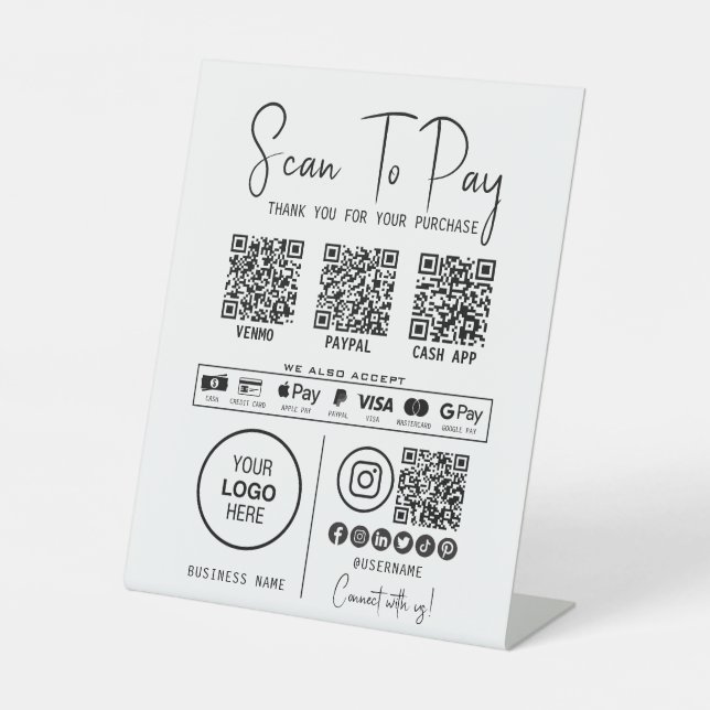 Signe De Table Analyser Pour Payer Entreprise Qr Code Paiement Mo (Recto)