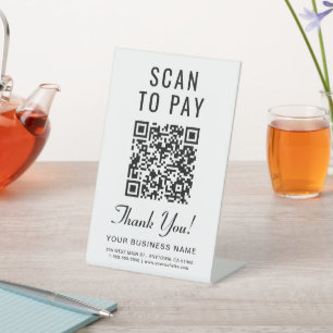 Signe De Table Analyser pour payer le code QR