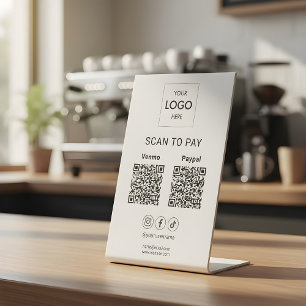 Signe De Table Analyser pour payer le code Qr du logo de l'entrep