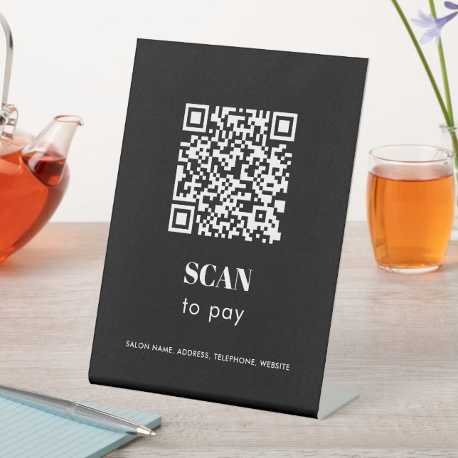 Signe De Table Analyser pour payer le code QR Paiement d'entrepri (In SItu)