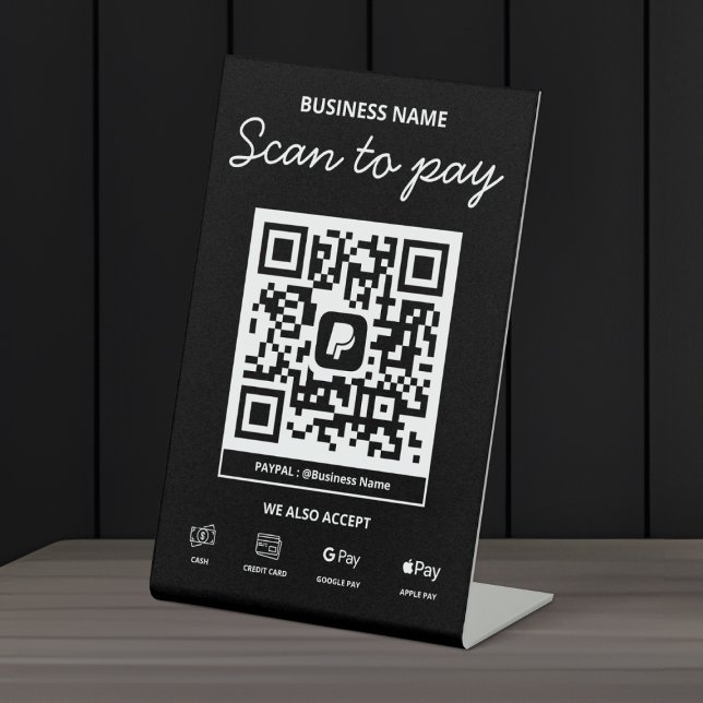 Signe De Table Analyser pour payer le code QR PayPal et plus (Créateur téléchargé)