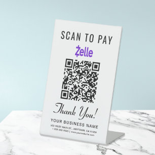 Signe De Table Analyser pour payer le code QR Zelle