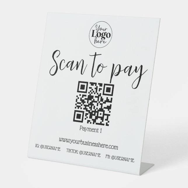 Signe De Table Analyser pour payer les petites entreprises code Q (Recto)