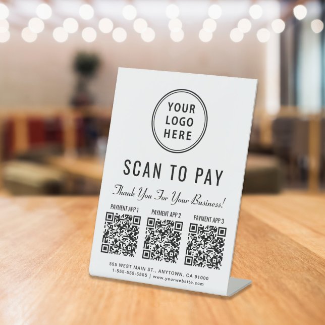 Signe De Table Analyser pour payer Logo 3 Codes QR de paiement (Créateur téléchargé)