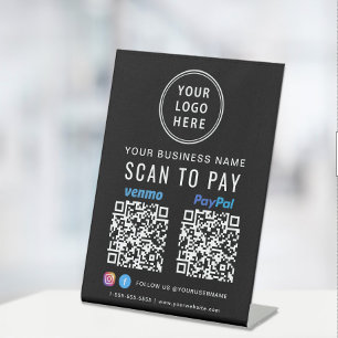 Signe De Table Analyser pour payer Logo Paypal Venmo QR Codes noi