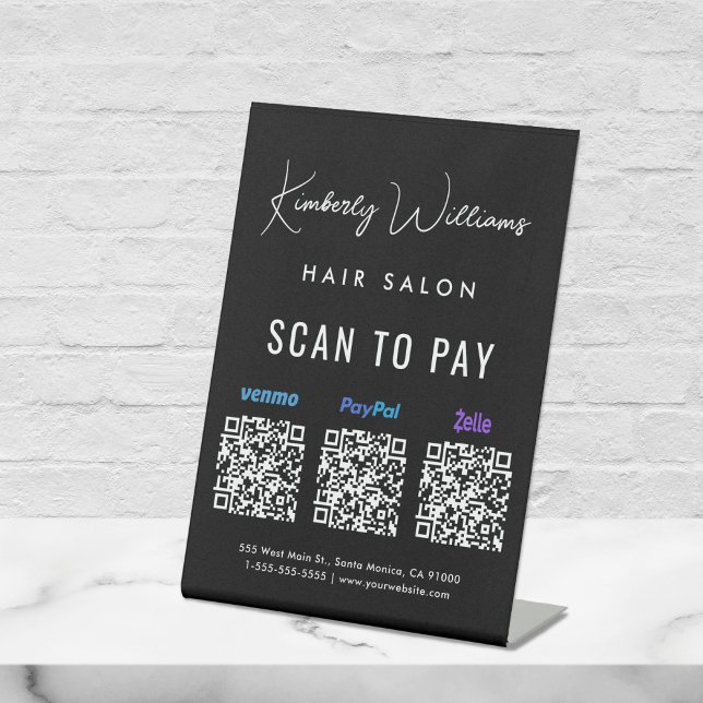 Signe De Table Analyser pour payer Paypal Venmo Zelle QR Code Ent (Créateur téléchargé)