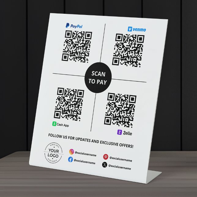 Signe De Table Analyser pour payer QR Code PayPal, Venmo, Cash Ap (Créateur téléchargé)