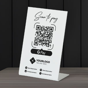 Signe De Table Analyser pour payer Signal QR Code Google Paiement