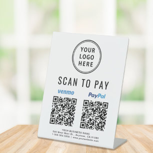 Signe De Table Analyser pour payer Venmo Paypal Code QR Logo