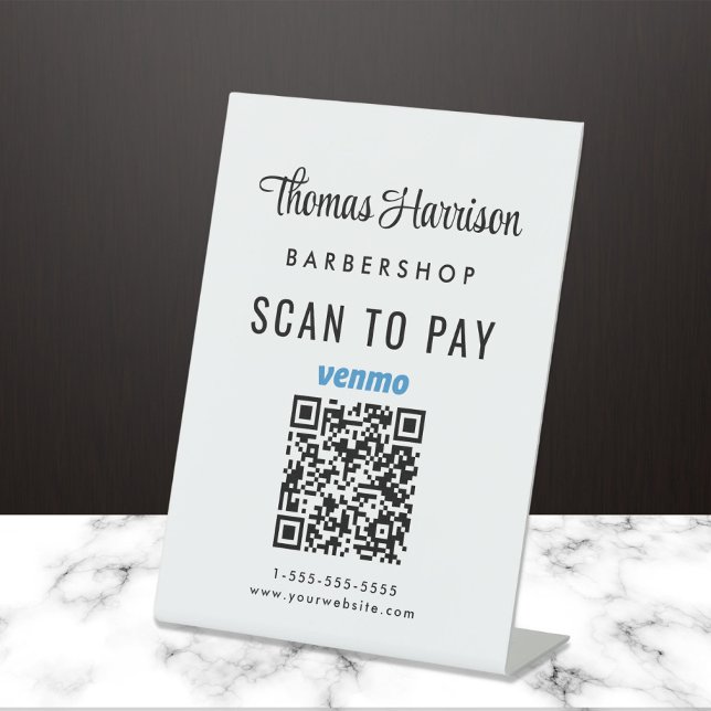 Signe De Table Analyser Pour Payer Venmo QR Code Entreprise Table (A QR code sign to effortlessly connect your customers to your payment platforms)