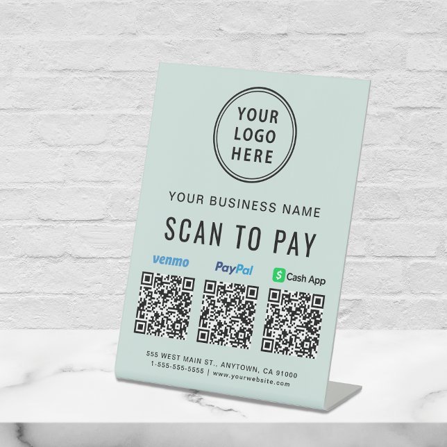 Signe De Table Analyser pour PayPal Venmo CashApp Code QR - Monna (A QR code sign to effortlessly connect your customers to your payment platforms)